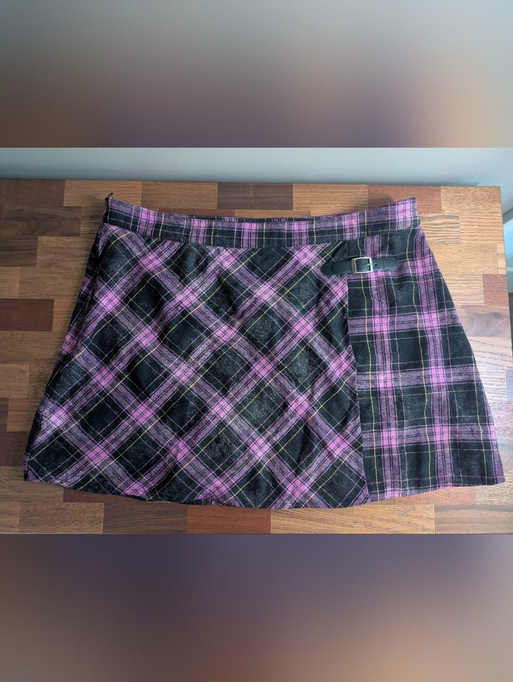 Disturbia Black & Pink Plaid Mini Skirt